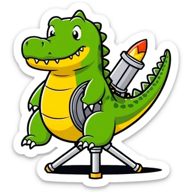 A huge crocodile inside the bomb tripod sticker