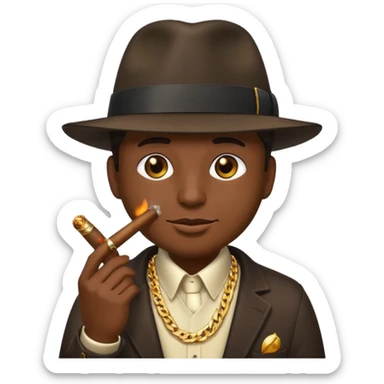 gangster emoji, holding a cigar, flashy style sticker