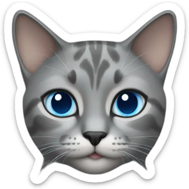 gray female cat blue eyes sticker