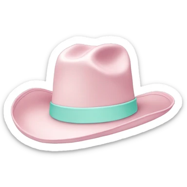 Pastel pink cowboy hat with sea foam coloured band sticker