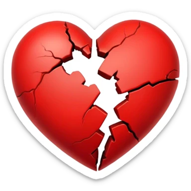 Red heart with a small crack in the middle symbolizes a broken heart sticker