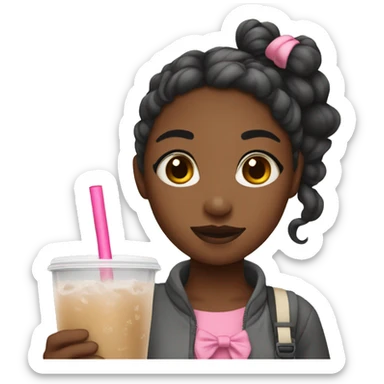 Girl with bow and boba tea sticker