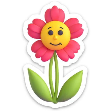 sad flower with a sad face sticker