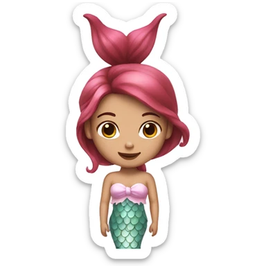 white mermaid with brown hair and pink tail sticker