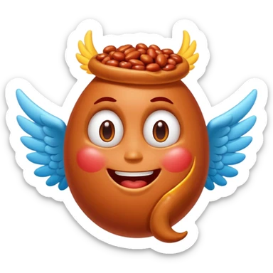 Make flying baked bean faces with wings  sticker