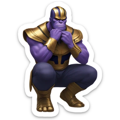 Thanos on his hands and knees sticker