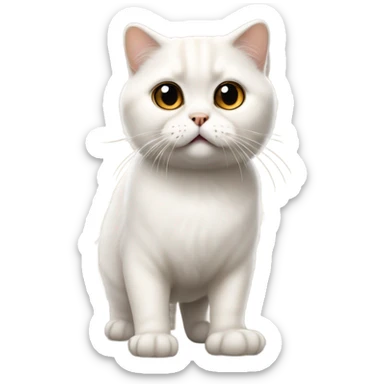 white scottish fold cat standing tall like a meerkat sticker