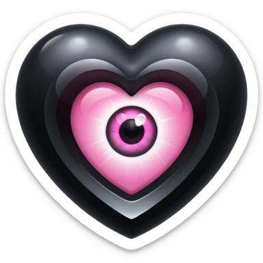 A black heart crystal with a pink eye in the center sticker