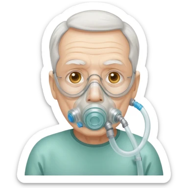 simple emergency oxygen mask for old man sticker