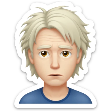 Weak man with disheveled hair sticker