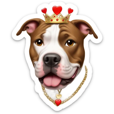 Pitbull with a crown and a heart sticker