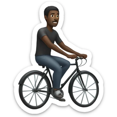 Black man on bicycle in the fog sticker