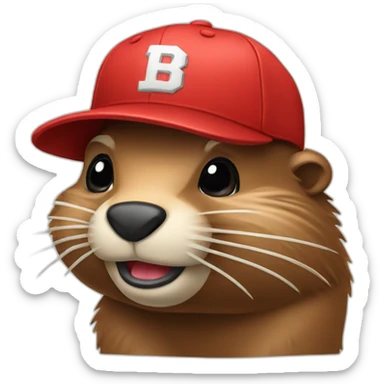 beaver with red baseball cap sticker