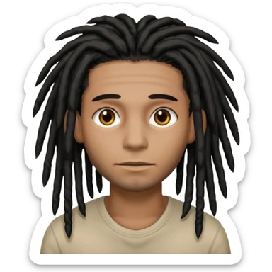 light brown man with black dreads and brown eyes sticker