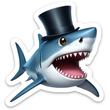 Shark with a top hat sticker