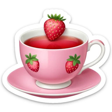 Pink tea cup with strawberry tea in it sticker