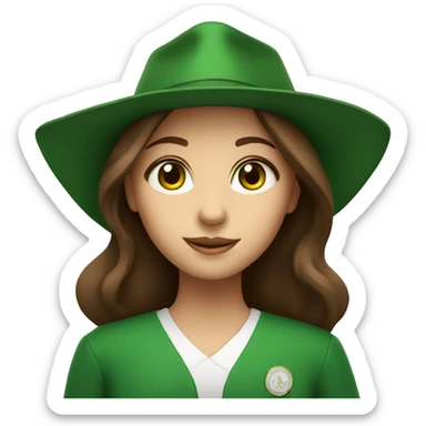 brown hair girl with green eyes and degree hat sticker