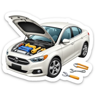 carro blanco en reparacion sticker