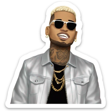 Chris Brown on stage with spotlights shining on him sticker