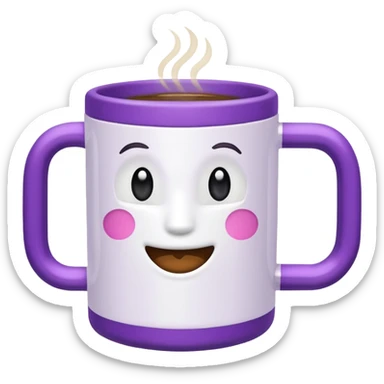 Emoji de taza blanca de la serie ‘friends’ el marco color morado sticker