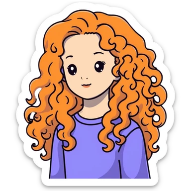 Attractive girl with very very long curly hair and many freckles sticker