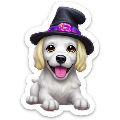 Lisa frank Halloween dog with with hat sticker