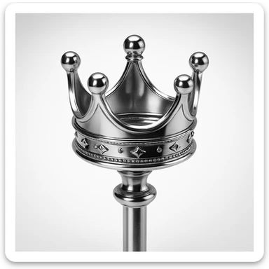 a chrome crown resting on a staff, representing leadership and the best of the staff team sticker