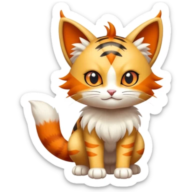 Shiny Cute Adorable Meowth-Litten-Litleo-Hybrid-Creature with pattern-markings sticker