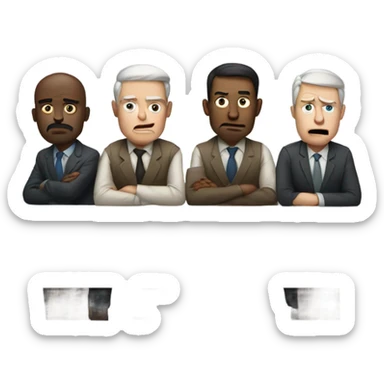 white men sitting around a table looking unhappy sticker
