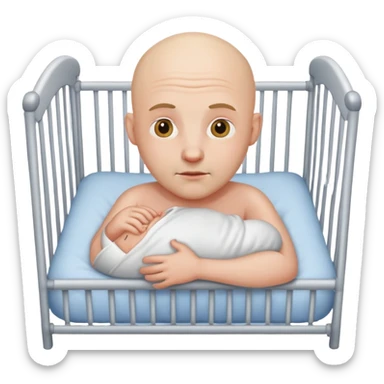 Bald man in a crib  sticker