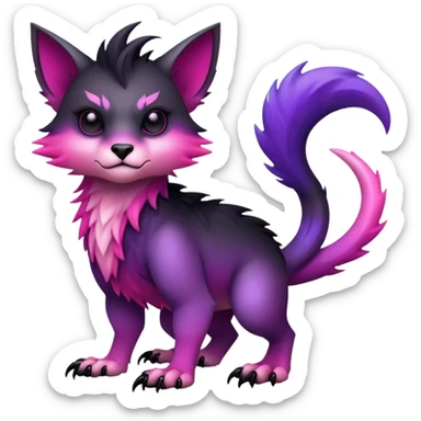 Cool Edgy Black-pink-purple-gradient badass Fionbri-Vernid-Trico-animal-creature full bodyd sticker