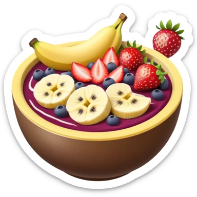 acai bowl with sliced banana, strawberries, and a touch of Western Sydney culture, emoji style sticker
