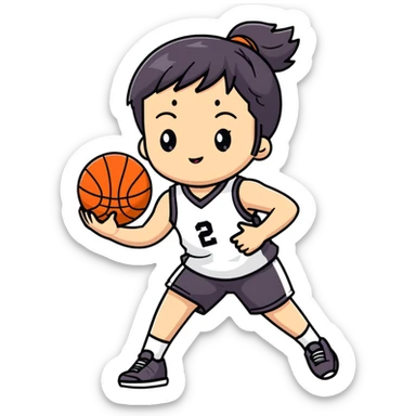 Cute Japanese high school girl playing basketball in gym clothes sticker