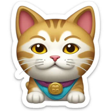 Gato estilo maneki neko con ojo nazar en la panza sticker