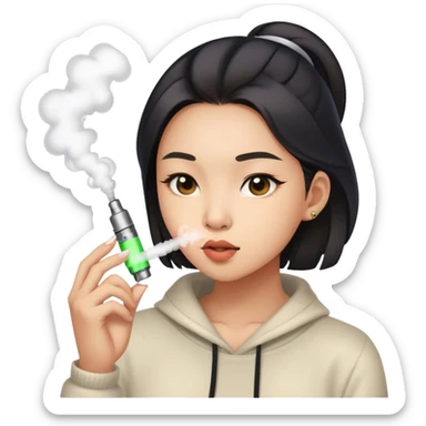 Asian girl vaping sticker