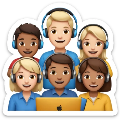 Personas reunidas charlando entre amigos en videoconferencia sticker