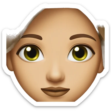 glamorous baddie long brown hair with green eyes beige skin sticker