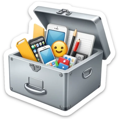 Box full of desktop objects  sticker