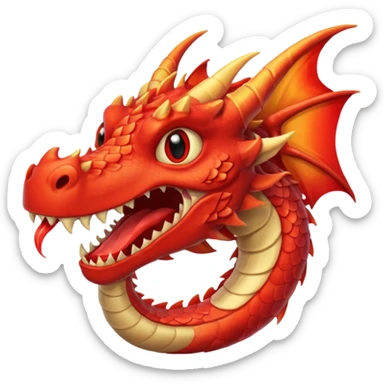 Dragon with wings and flying, bloating fire from mouth sticker