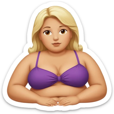Obese blonde laying on beach  sticker