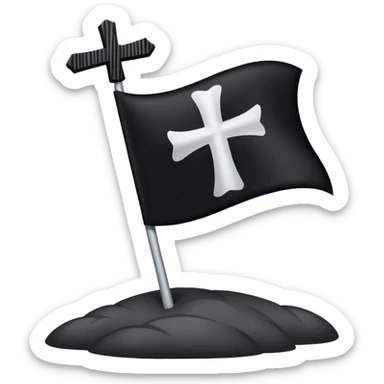 Black flag with a white cross sticker