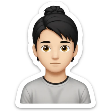 homme cheveux noir long attaché sans cheveux dépassant  16 ans, un peu bronzé sticker