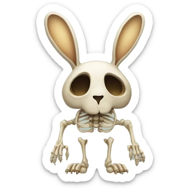 A full-length rabbit skeleton with crosses over its eyes sticker