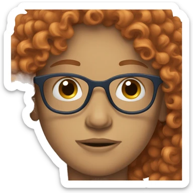 Person, pale, red curly hair, blue eyes, glasses sticker