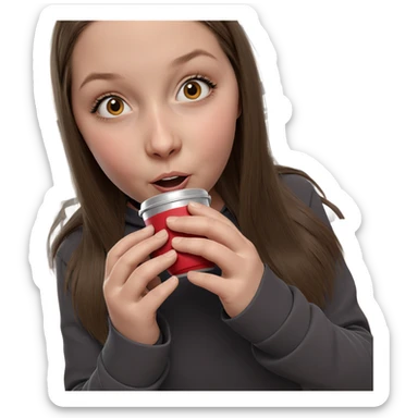 girl in kitchen with cup sticker
