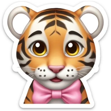 Cute Baby tiger with pink bows  sticker