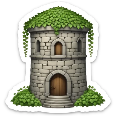 A medieval round tower covered in ivy vines. sticker