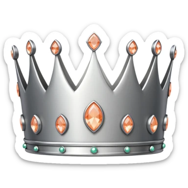 silver feminine crown with peach colored stones sticker