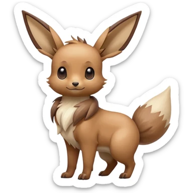 Kawaii Shiny Colorful Pastel Slender Elegant Sleek Thin Beautiful Gorgeous Pretty Mature Realistic Eevee-Fakémon-Pokémon-creature Full Body sticker