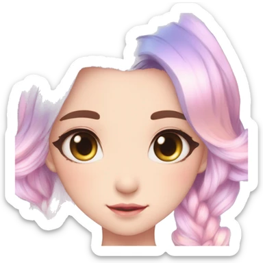 Gorgeous Attractive Beautiful Blushing Petite Colorful-Shiny-Pastel-Fairy-Anime-Girl with beautiful gradient pastel hair aesthetic sticker